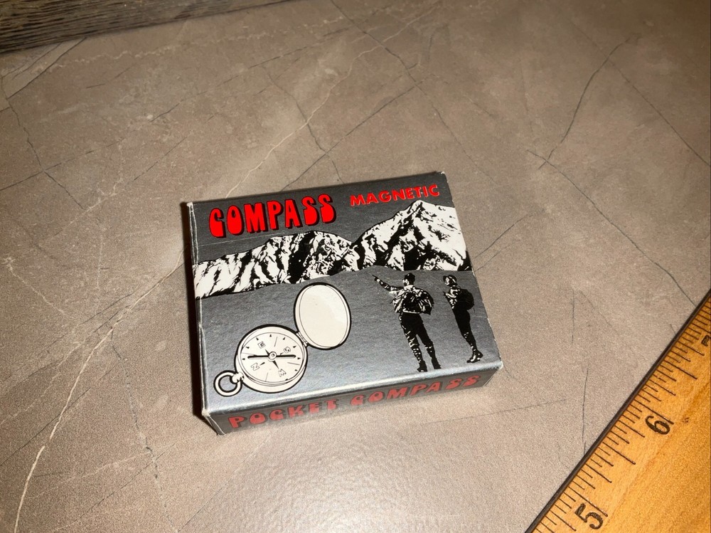 Vintage Compass Pocket Made In Japan Edge Mark Magnetic Sealed in box new