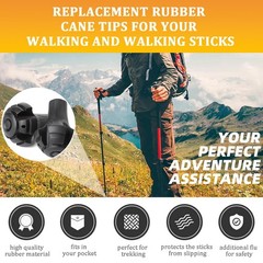 Hiking Pole Tips, Walking Stick Rubber Tips Trekking Poles 6Pcs Protectors Bo