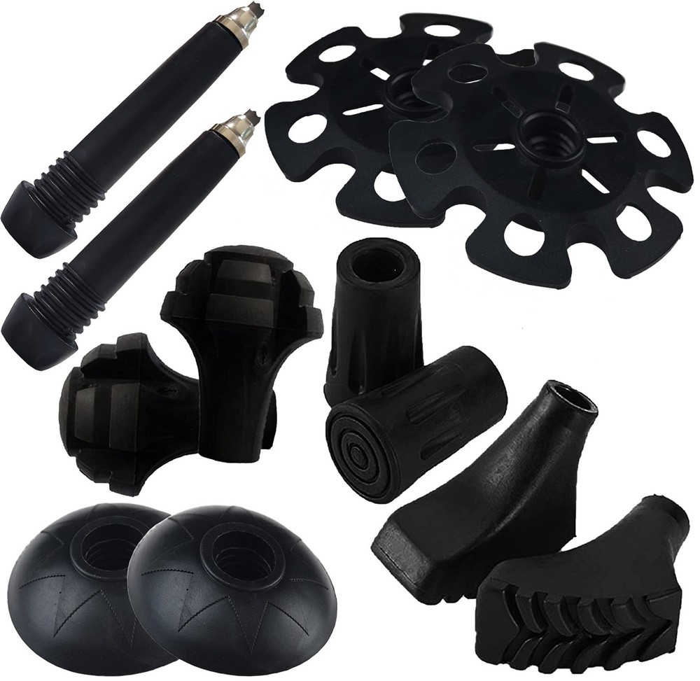 Monfasye Trekking Poles Tips, Rubber Hiking Sticks End Caps Large, 12 Pack