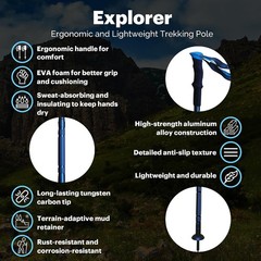 Adjustable Lightweight Trekking Poles – 1 Pair with Comfortable Foam Grip