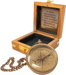 Joshua 1 : 9 – 11 Be Strong And Courageous Antique Compass With Box Christmas