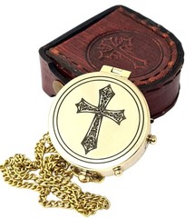 Brass Compass Engraved Religious Scripture Verse Baptism Communion Gift Son