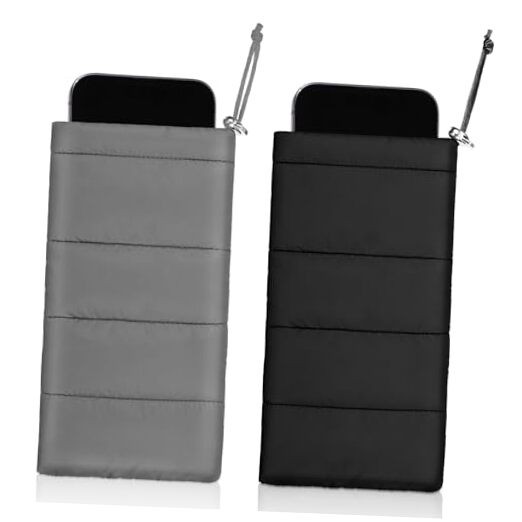 2 Pack Thermal Phone Case 7.48×4.13in Cellphone Pouches Warm Phone Black, Gray