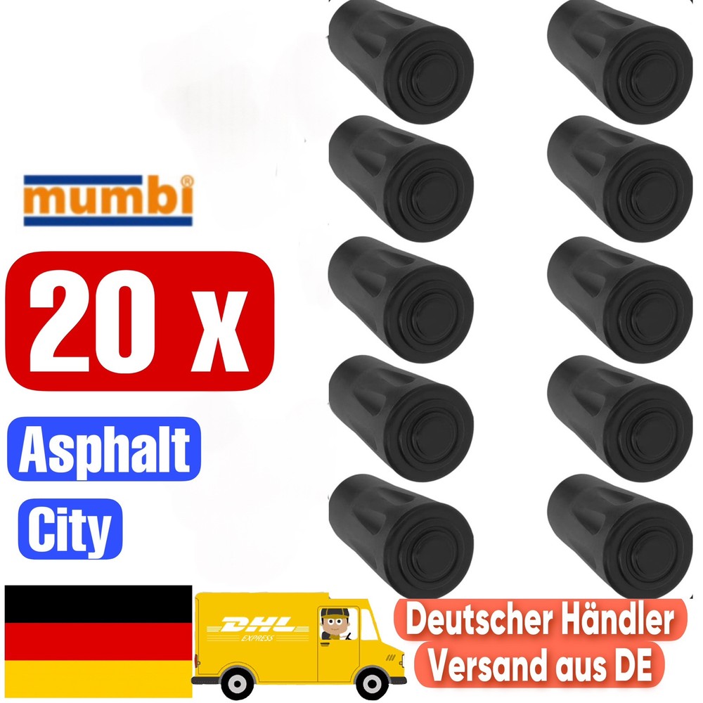 20 x Nordic Walking Pads Walking Stick Feet Rubber Buffer Attachment Replacement Part Tarmac