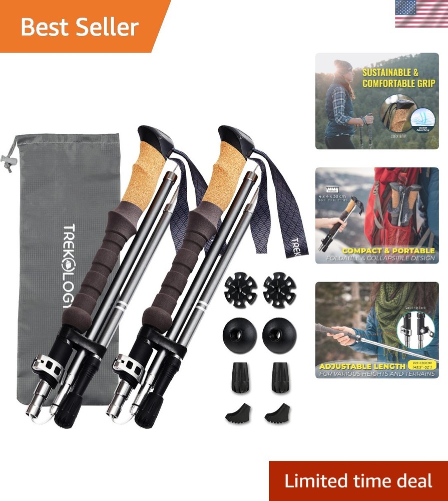 Durable Trek-Z Trekking Poles – Aircraft-Grade Aluminum, 110-130 cm Adjustable
