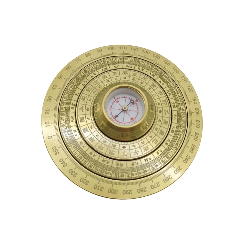 Mini Feng Shui Luo Pan Compass, Solid Brass Portable Bagua Compass with Rotating