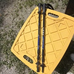 Pair Adjustable Trekking Poles Black Blue Foam Grip Wrist Straps