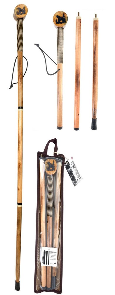 55″/3Pc Detachable Pine Wood Hiking Stick (Bear Design)