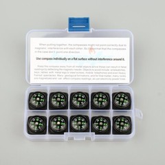 10Pk Hard Shell Liquid Filled Mini Button Compass for Outdoor Hiking Wrist Watch