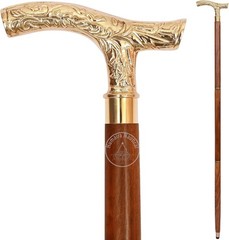 Vintage Brass Walking Stick – Handmade Wooden Cane with Solid Brass Handle – Ant