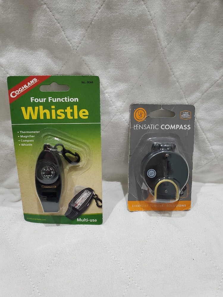 UST Lensactic Compass And Coghlan’s Four Function Whistle – NEW