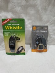 UST Lensactic Compass And Coghlan’s Four Function Whistle – NEW
