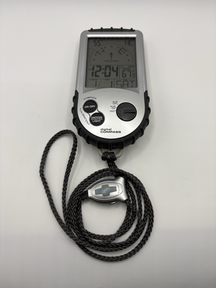 Digital Compass Handheld Outdoor Thermometer Clock Hiking Tested Works