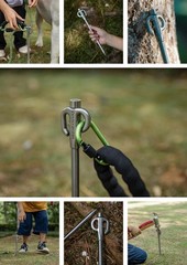 Tethering pole/peg for small dogs, made of 420 stainless steel, 30cm, 360-degree