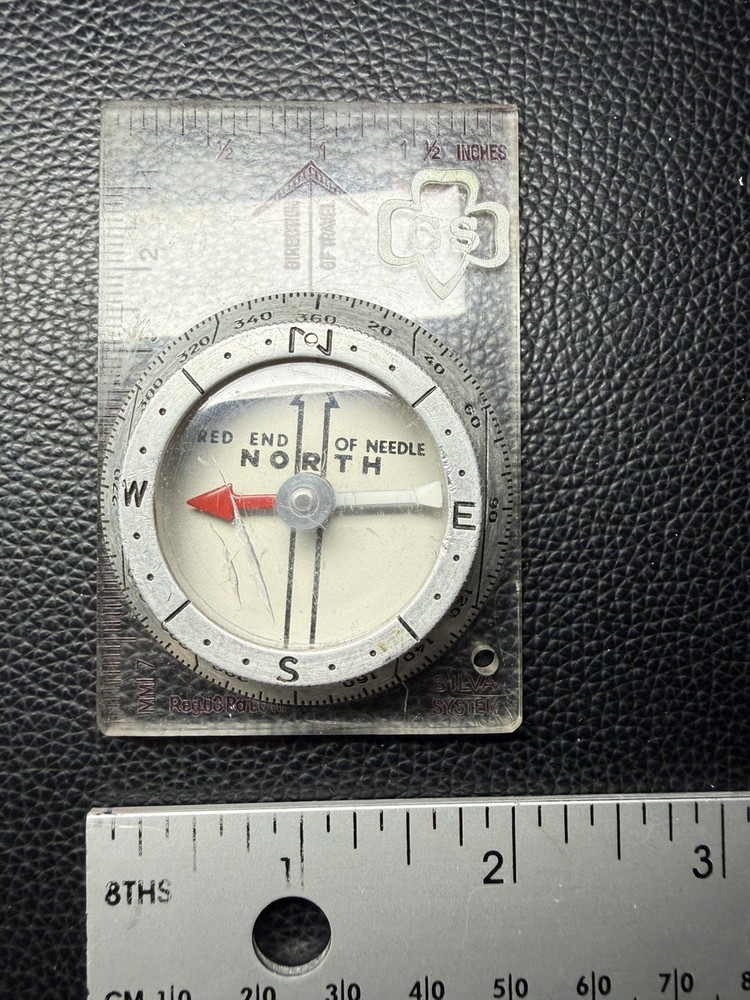Vintage Silva Sweden Baseplate Compass Girl Scouts Orienteering Hiking Map Tool