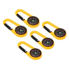 5Pcs Compass, Buckle Compass Keychain Survival Pocket Compass, Yellow