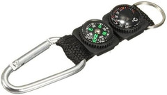 Black Carabiner Key Chain Compass Thermometer Metal Camping Outdoor Gadgets Hiki