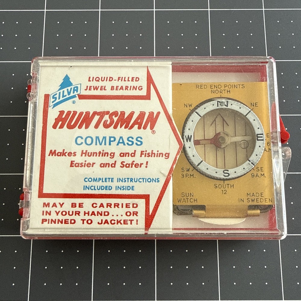 Rare Vintage Silva Huntsman Compass Sweden w/ Box & Instructions Sun Watch