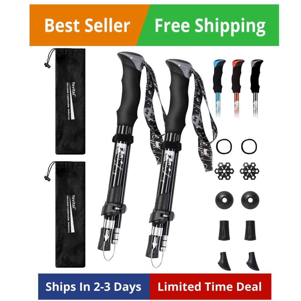 Trekking Poles – Aluminum 7075 Adjustable Walking Sticks with Quick Locks, Ex…