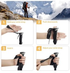 NEW Covacure Adjustable Collapsible Aluminum Hiking Trekking Walking Poles BLACK