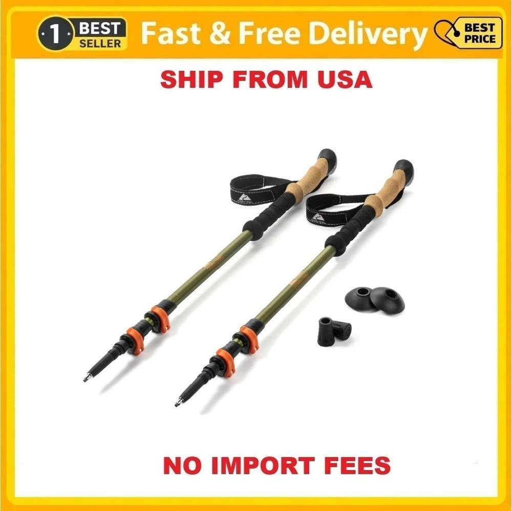 Ozark Trail Aluminum Quick Lock Adjustable Trekking Pole with Grip, 2 Count