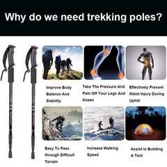 Trekking Poles, Collapsible Lightweight Shock-Absorbent Hiking Walking Sticks…
