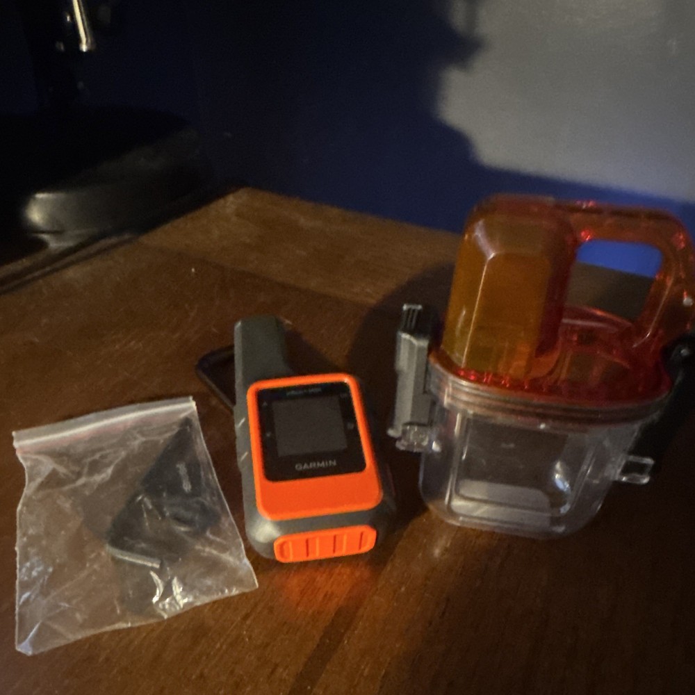 Garmin inReach Mini GPS Device Orange/Black w/ Clear Mount/Case & Hardware