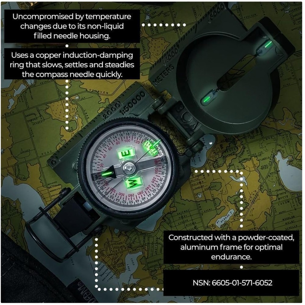 Professional Military Compass – Precision Lensatic Sighting
