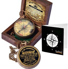Gift for Grandson Brass Compass Engraved Quote | Memory Present to My Grandson