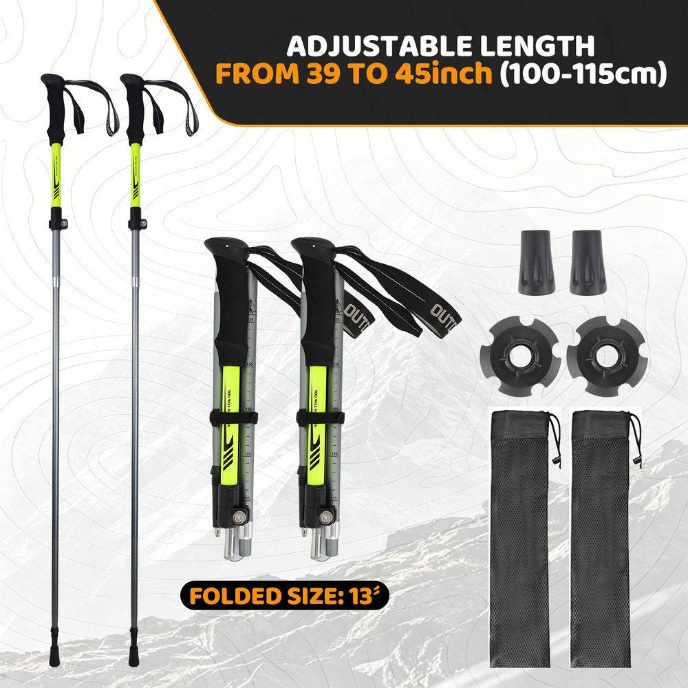2 Packs Collapsible Trekking Poles Walking Sticks with Quick Lock Lightweight