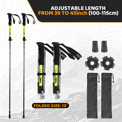2 Packs Collapsible Trekking Poles Walking Sticks with Quick Lock Lightweight