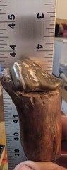 ​Custom Hand Carved Oak Cane Walking Stick Teal Spiral Petrified Wood Inlay 45″