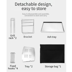 Stainless Steel Outdoor Grill with Detachable Mesh Bowl for Portable Camping
