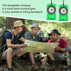 20-Pack Orienteering Baseplate Compasses w/ Lanyards & Magnifier, Green Acrylics
