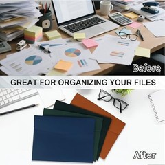 A4 Document Holder, PU Leather File Folder, File Organizer Filing Blue