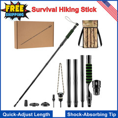 Tactical Survival Hiking Stick Retractable Walking Staff Shock Absorption Adjust