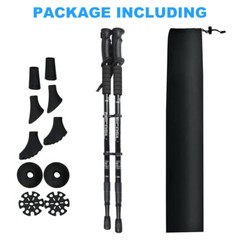 2x Aluminum Trekking Walking Hiking Stick Poles Adjustable Alpenstock Anti-Shock