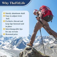 Nordic Walking Trekking Poles – 2 Sticks with Anti-Shock and Quick Lock Syste…