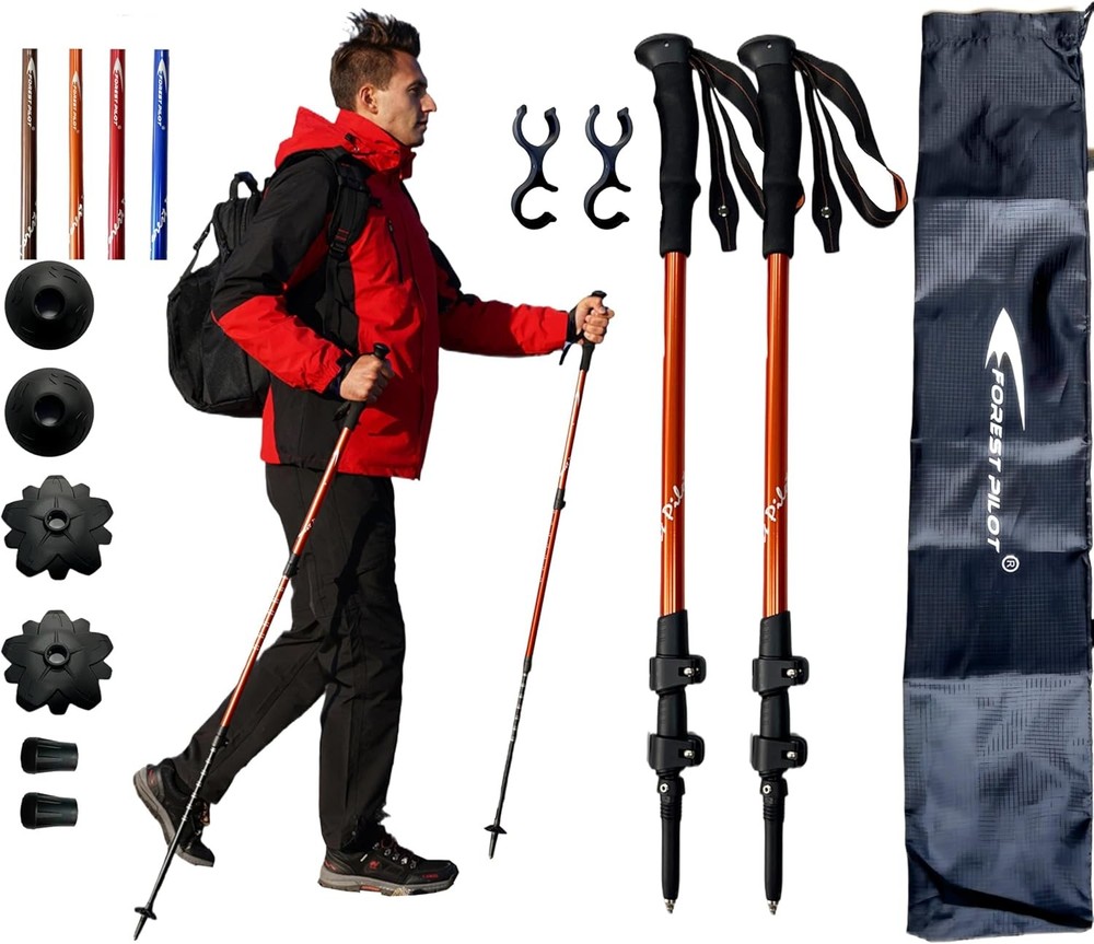 Lightweight 7075 Aluminum Trekking Poles with Flip Lock – Pair of 2
