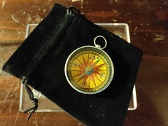 Fancy Engravable Aluminum Compass w Velvet Bag
