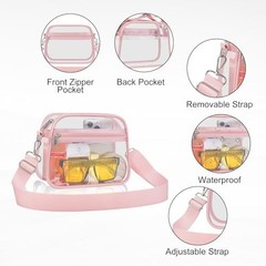 Clear Bag for Stadium Events Clear Sports Fan Handbags Purses with Large Pink