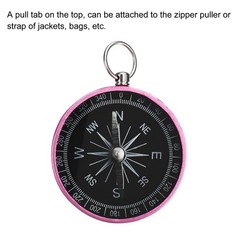 Pocket Compass Outdoors Navigation Compass with Key Ring Pink