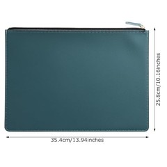PU Leather A4 File Folder Zipper Document Holder Envelope Folder Case Haze Blue