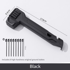 Camping Hammer with Peg Pulling Hook and Internal Compartment for 8 Pegs
