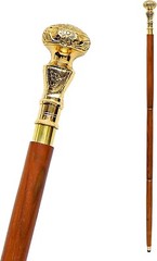 Designer Walking Cane Wooden trekking Walking Stick Shiny Brass Handle Knob Gift
