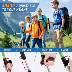Lightweight Collapsible Kids Hiking Poles – Retractable Kids Hiking Green