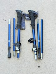 Set of Trekology Folding Trekking Poles 110-130CM Blue W/Bag – 11J