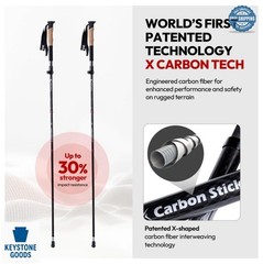 Trekking Poles Carbon Fiber Cork Grip Quick Lock Adjustable 57-130cm