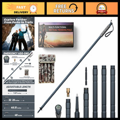 48″ Modular Aluminum Tactical Hiking Stick – 6-Piece Set with Compass, Whistle &
