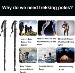 Hiking Trekking Poles, 2 Pack Collapsible, Lightweight, Anti Shock, Walking S…